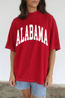 Racing Red AL/ ALABAMA Double Side Printed High Neck Reversible Tee