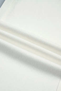 White Solid Color Scalloped Patch Pocket Shift Jeans