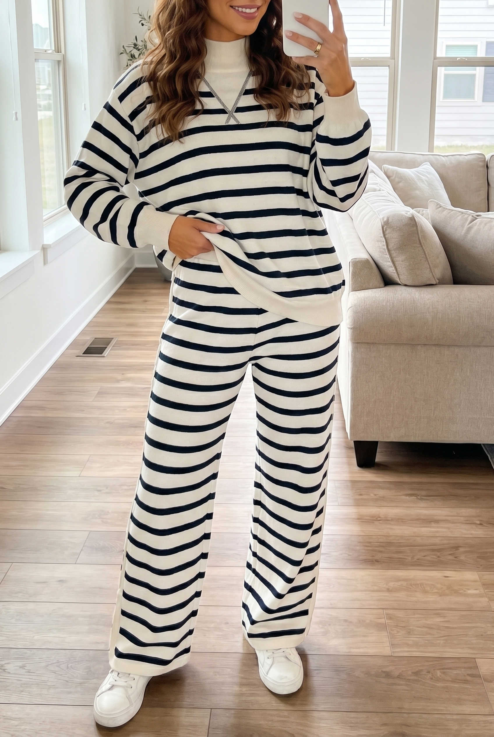 Blue Stripe Pant Sets