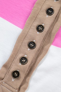 Rose Stripe Colorblock Trim Polo Tee Drawstring Mini Skort 2pcs Set