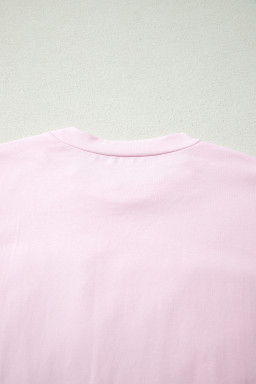 Pink PRAY Sequin Leopard Multiple Patched Graphic Tee