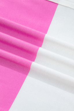 Rose Stripe Colorblock Trim Polo Tee Drawstring Mini Skort 2pcs Set