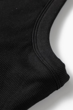 Black Slim Ribbed Padded Tank Top