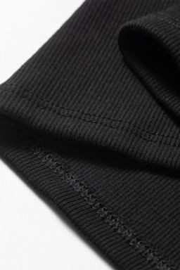 Black Slim Ribbed Padded Tank Top