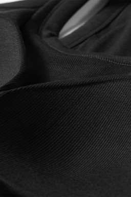Black Slim Ribbed Padded Tank Top