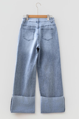 Beau Blue Turn-up Cuffs Womens Loose Jeans