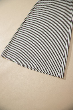 Black Stripe Elastic Waist Ultra Wide Leg Pants