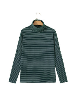 Green Stripe Long Sleeve Tops