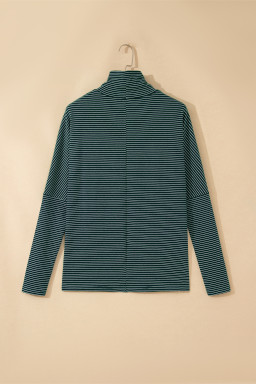 Green Stripe Long Sleeve Tops