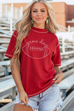 Racing Red Rhinestone Game Day Football Graphic Tee