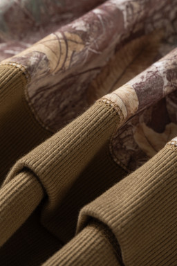Brown Abstract Camo Print Color Block Detail Baggy Pullover Sweatshirt