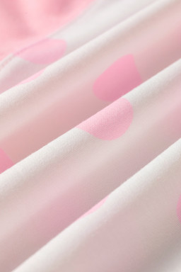 Pink Color Block Patchwork Polka Dot Wide Leg Pant Set