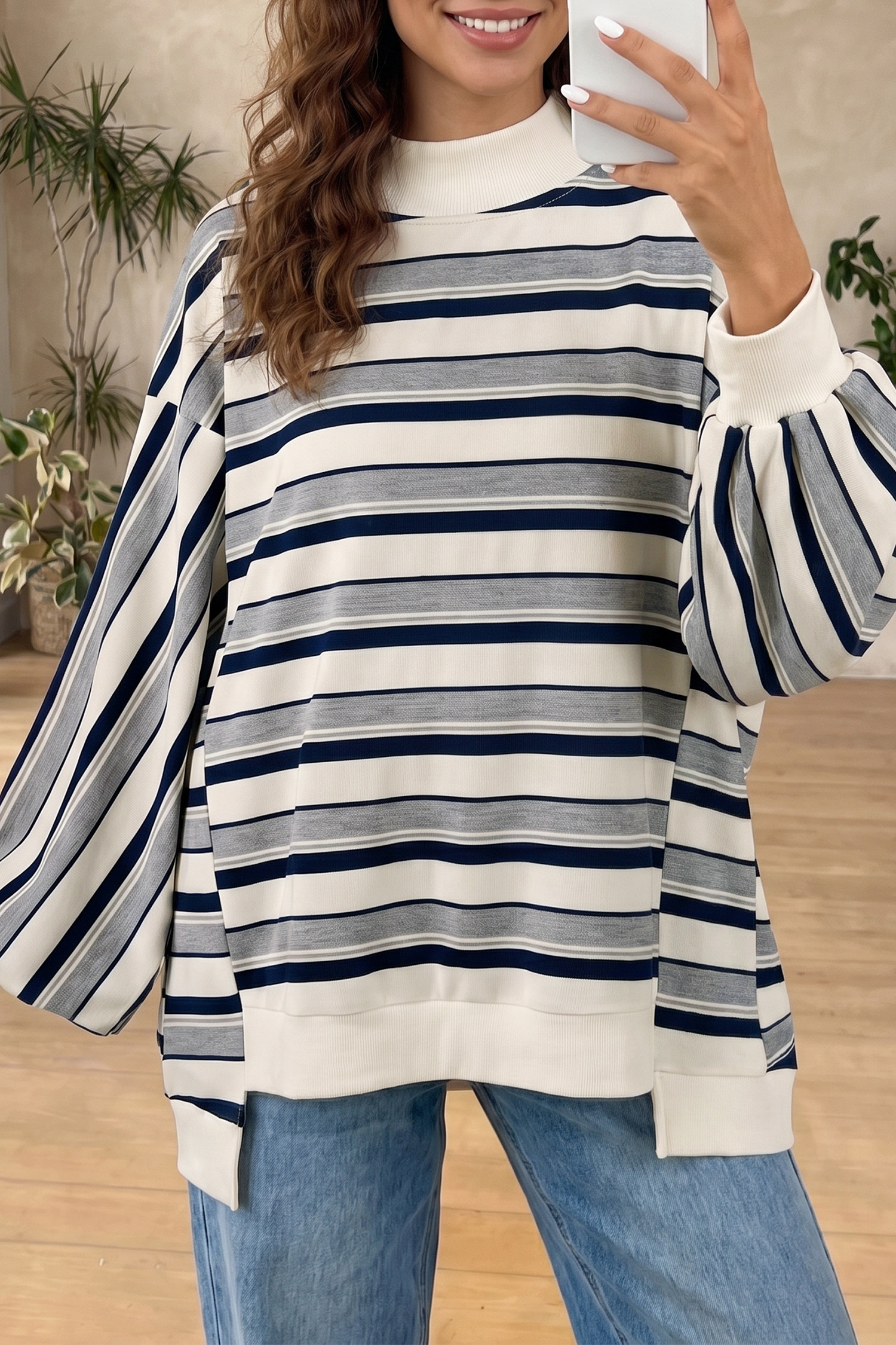 Blue Stripe Sweatshirts & Hoodies