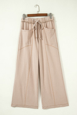 Smoke Gray Mineral Wash Drawstring Retro High Waist Wide Leg Western Pants