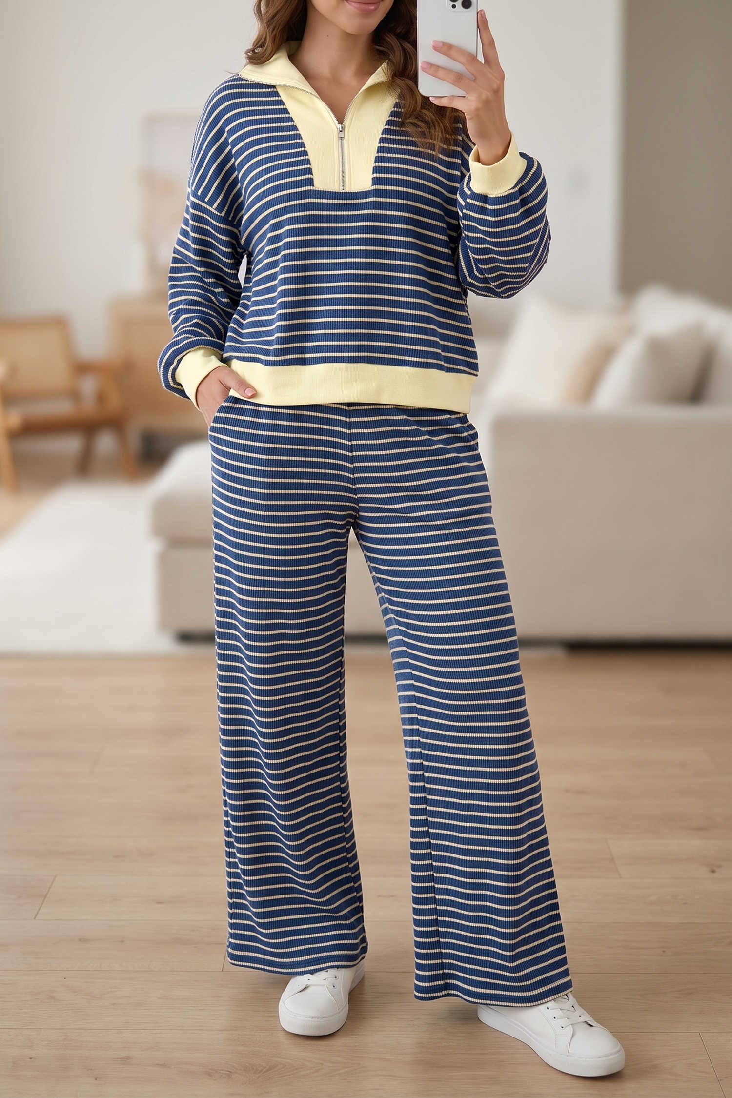 Blue Stripe Pant Sets