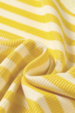 Yellow Stripe Ribbed Knit Slim Tank Top
