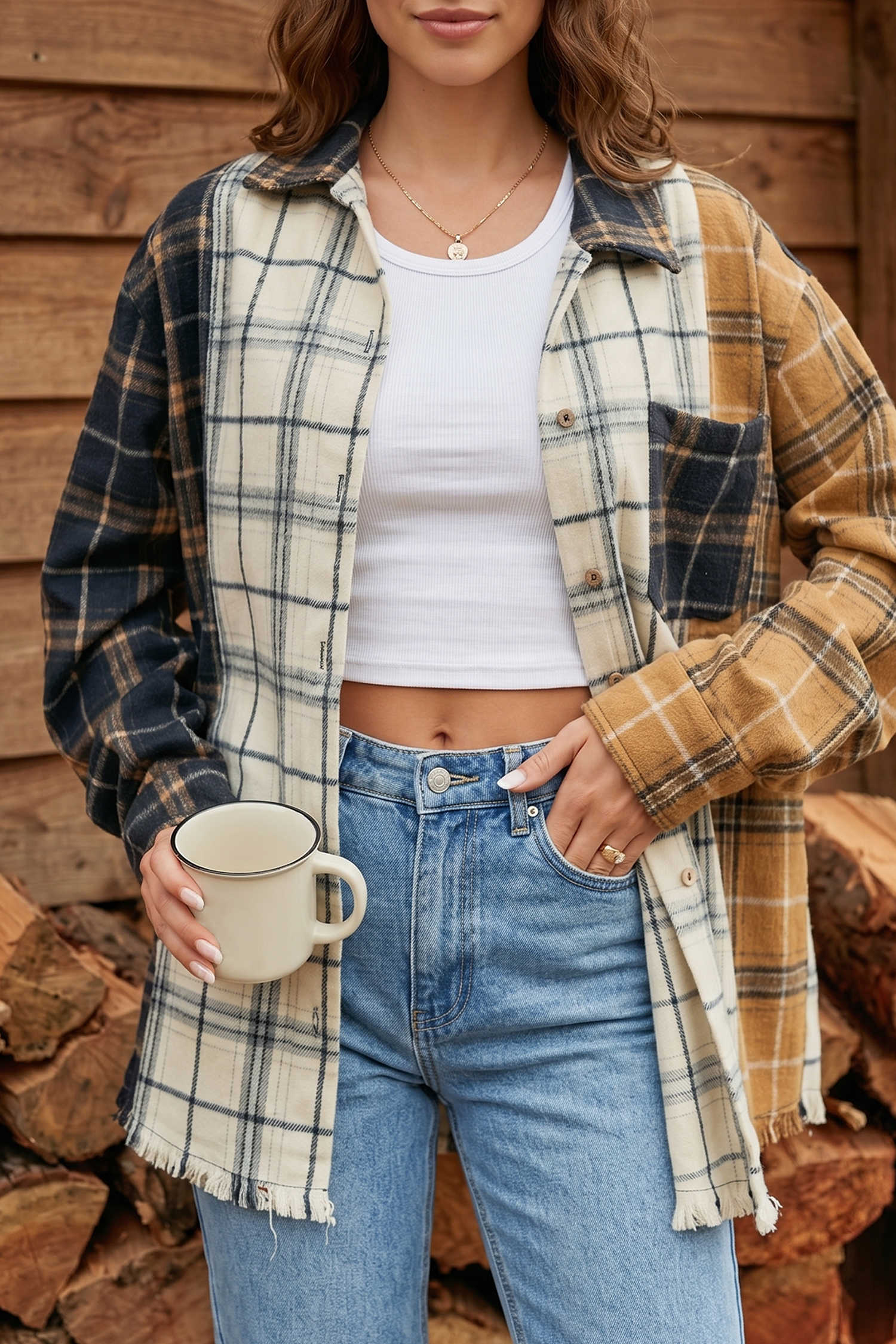 Multicolour Plaid Shackets