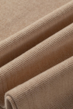 Light French Beige Solid Color Short Sleeve Ribbed Top Casual Pants 2pcs Set