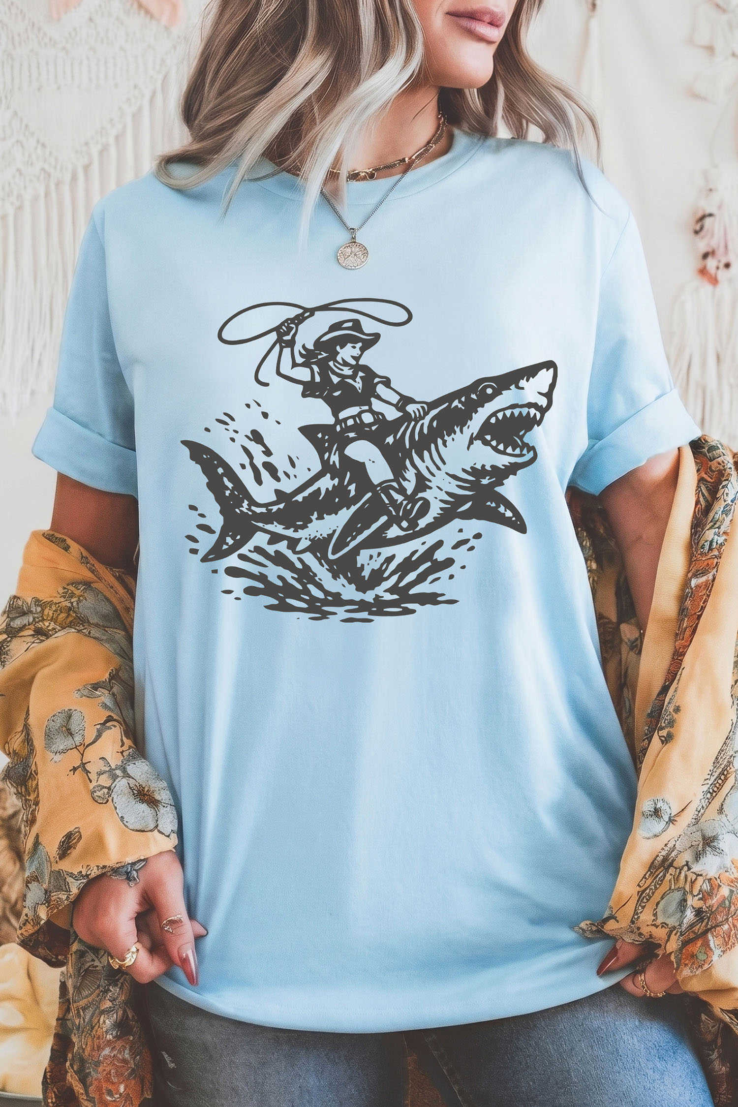 Light Blue Graphic Tees