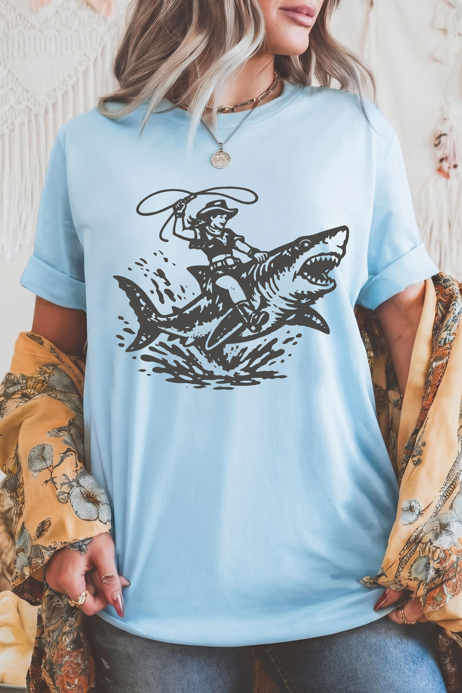 Light Blue Graphic Tees