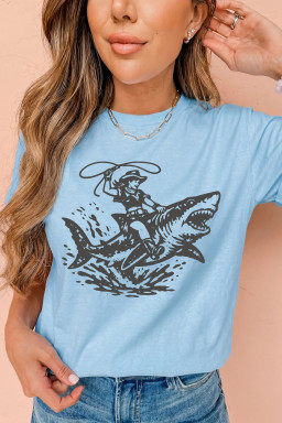 Light Blue Graphic Tees