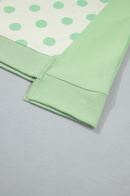 Green Color Block Patchwork Polka Dot Wide Leg Pant Set