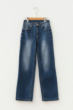 Ashleigh Blue Acid Washed Straight Leg Full Length Casual Jeans