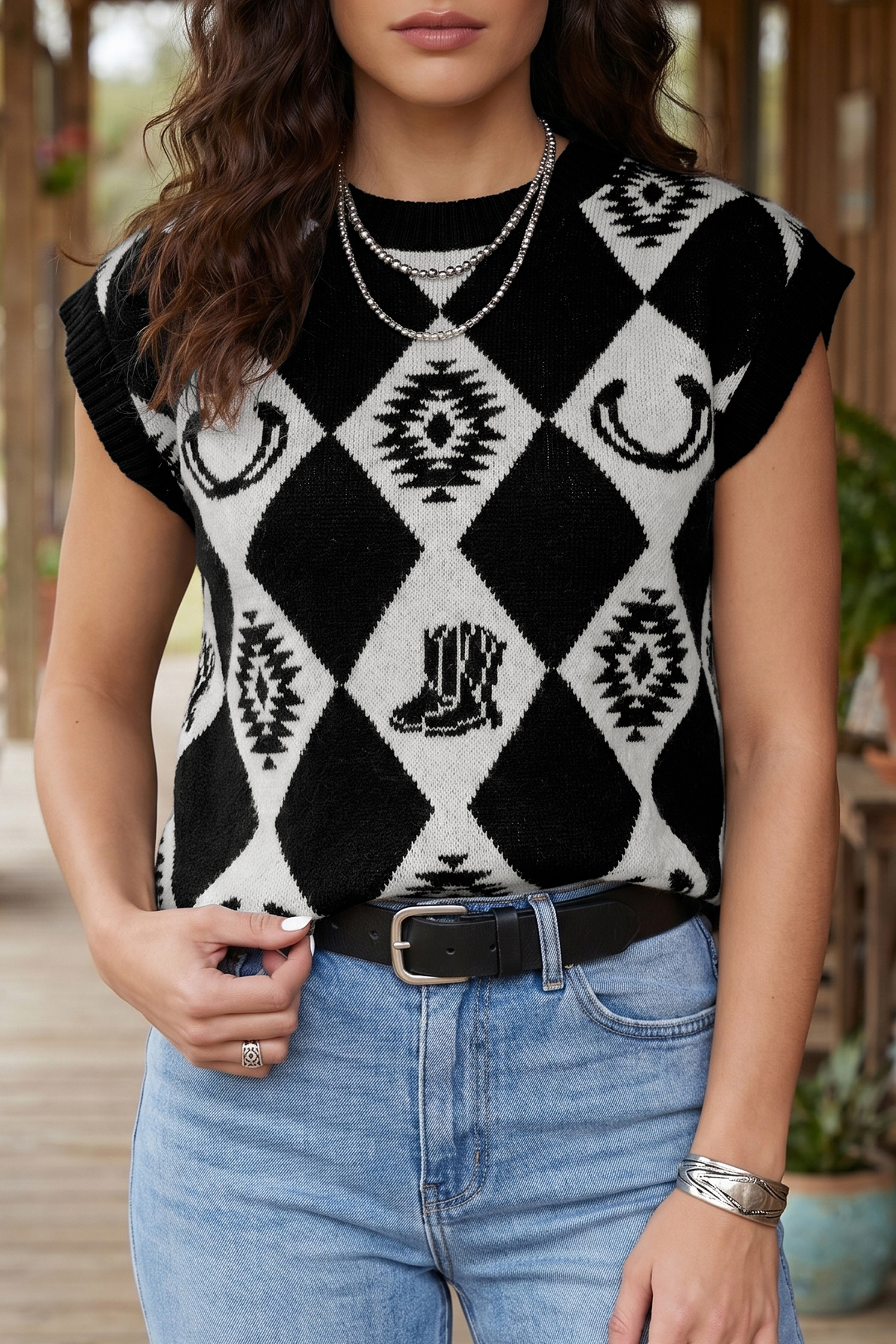 Black Short Sleeve Sweaters