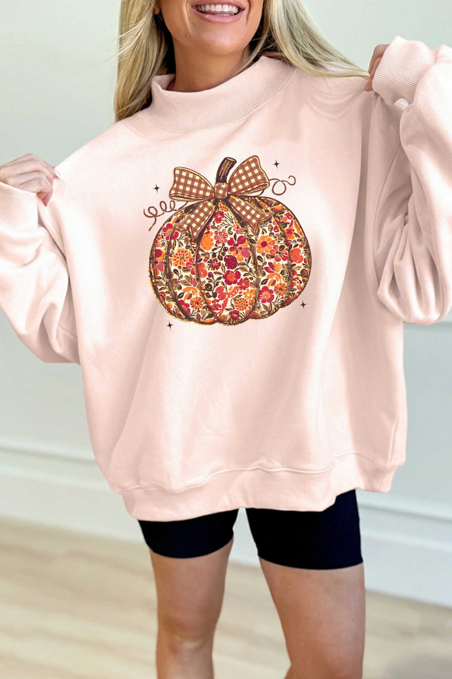 Apricot Pink Graphic Sweatshirts