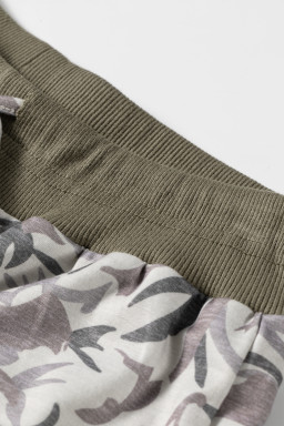 Khaki Drawstring Contrast Waistband Camouflage Joggers Pants