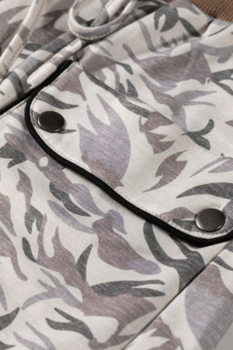 Khaki Drawstring Contrast Waistband Camouflage Joggers Pants