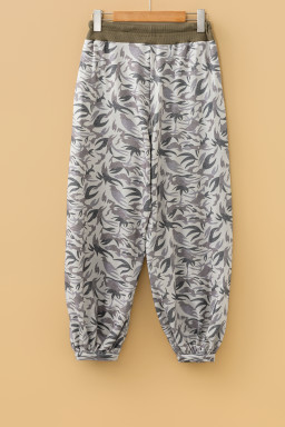 Khaki Drawstring Contrast Waistband Camouflage Joggers Pants