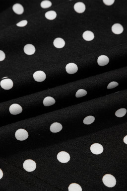 Black Polka Dot Drawstring Casual Mini Skort