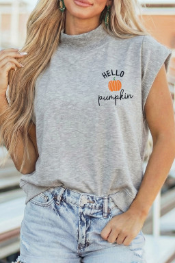 Light Grey Graphic Tank Tops