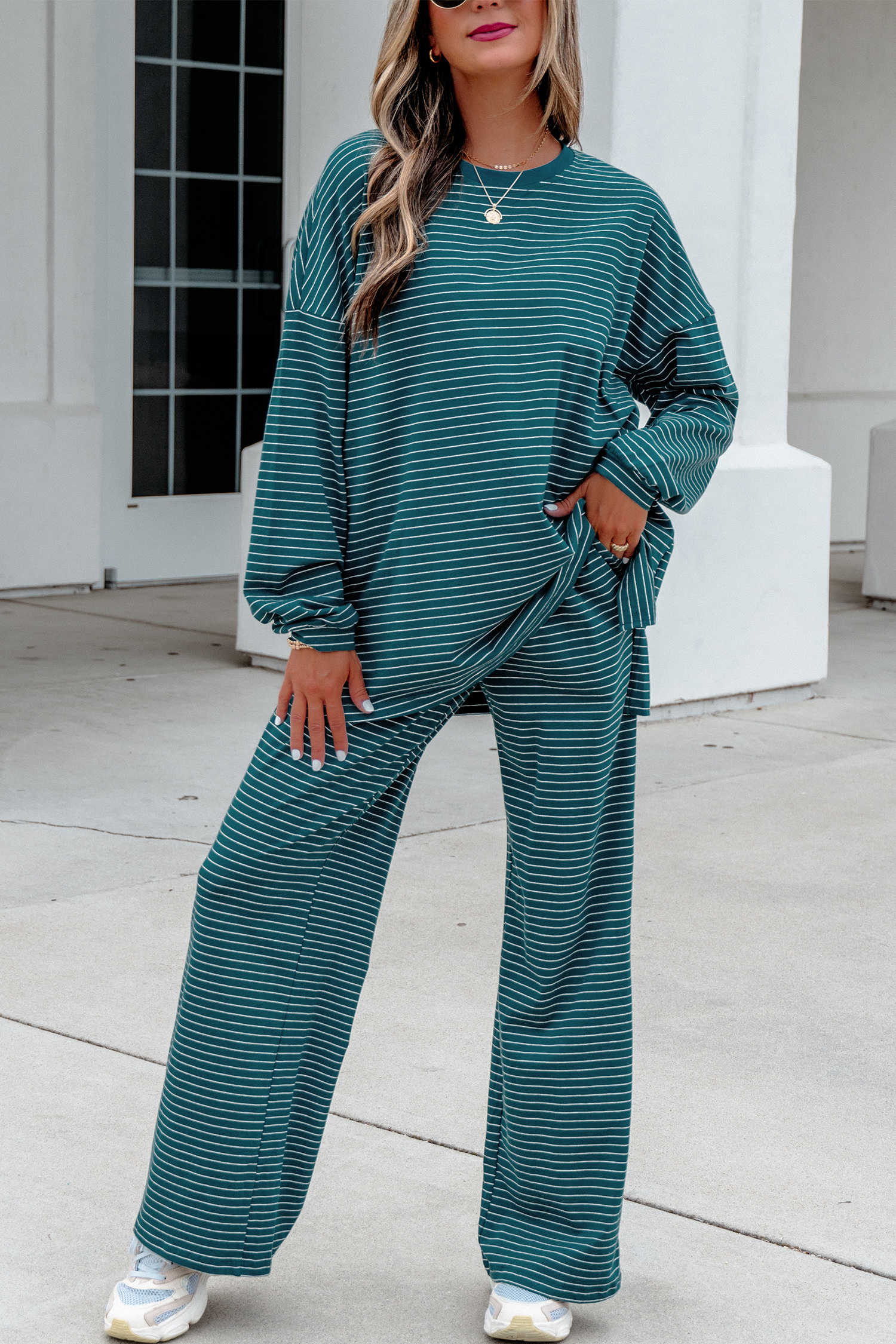 Green Stripe Pant Sets