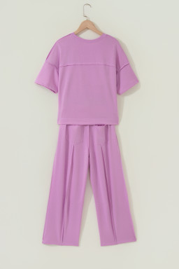 Orchid Bouquet Drop Shoulder Boxy Tee and Barrel Pants Set