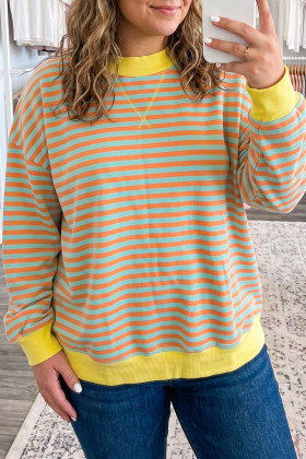 Orange Stripe Plus Size Sweatshirts & Hoodies