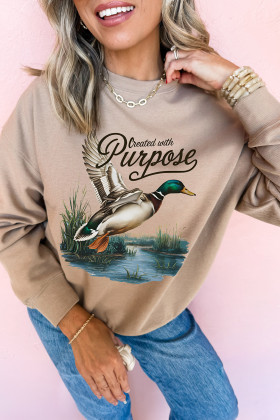 Khaki Graphic Sweatshirts
