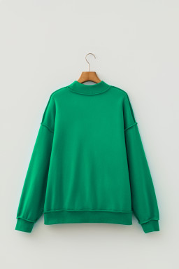 Bright Green Oversize Drop Shoulder Reversible Mock Neck Sweatshirt