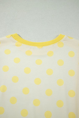 Yellow Color Block Patchwork Polka Dot Wide Leg Pant Set