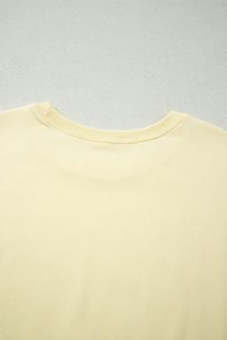 Yellow Cream Solid Color Tee Drawstring Shorts Comfy 2pcs Set