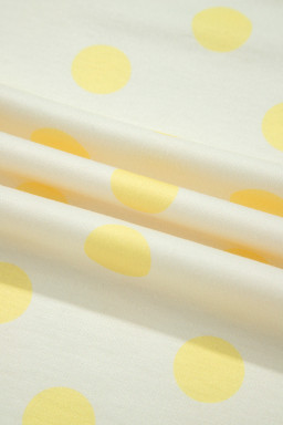 Yellow Color Block Patchwork Polka Dot Wide Leg Pant Set