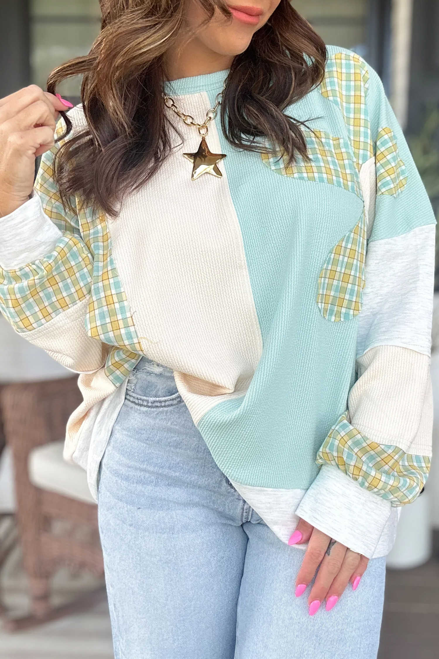 Light Blue Long Sleeve Tops