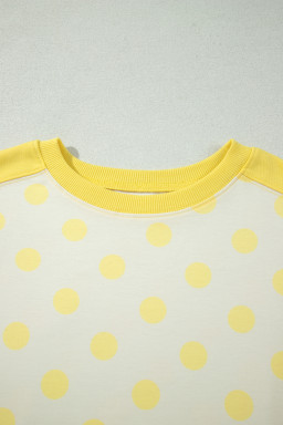 Yellow Color Block Patchwork Polka Dot Wide Leg Pant Set